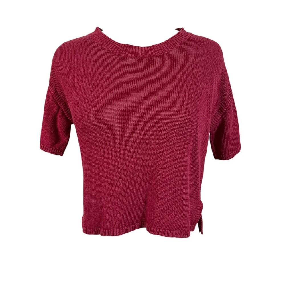 Poetry Relaxed Fit Linen Knit Sweater Shirt in Red Size 2